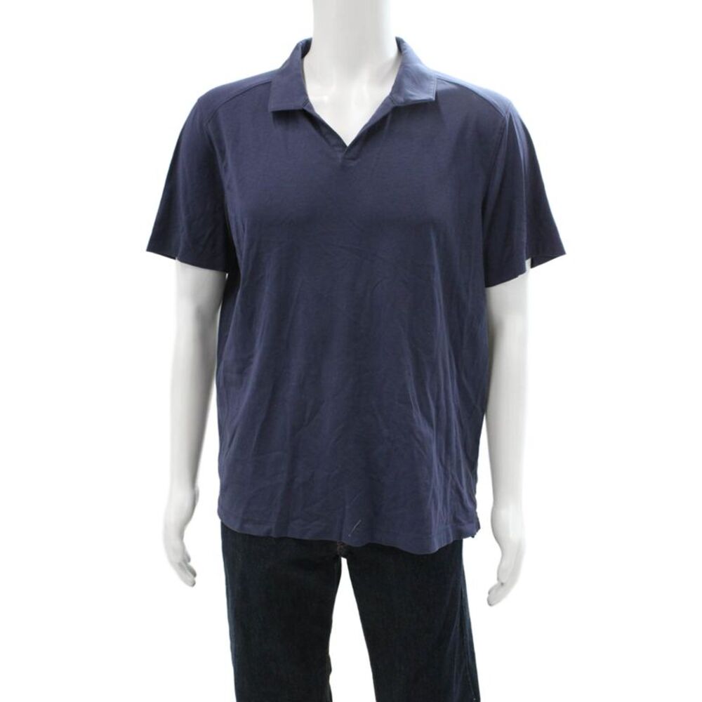 Raffi Mens Dark Blue Cotton Collared Short Sleeve Polo Animal Print Size XL